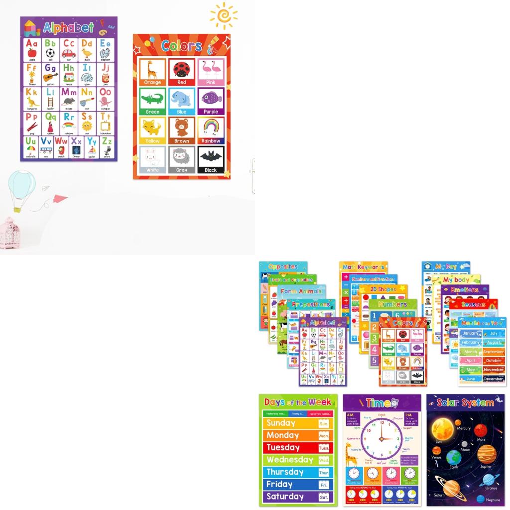 Kids Education Charts - الرسوم البيانية الملصقة لتعلم حيوانات الفاكهة