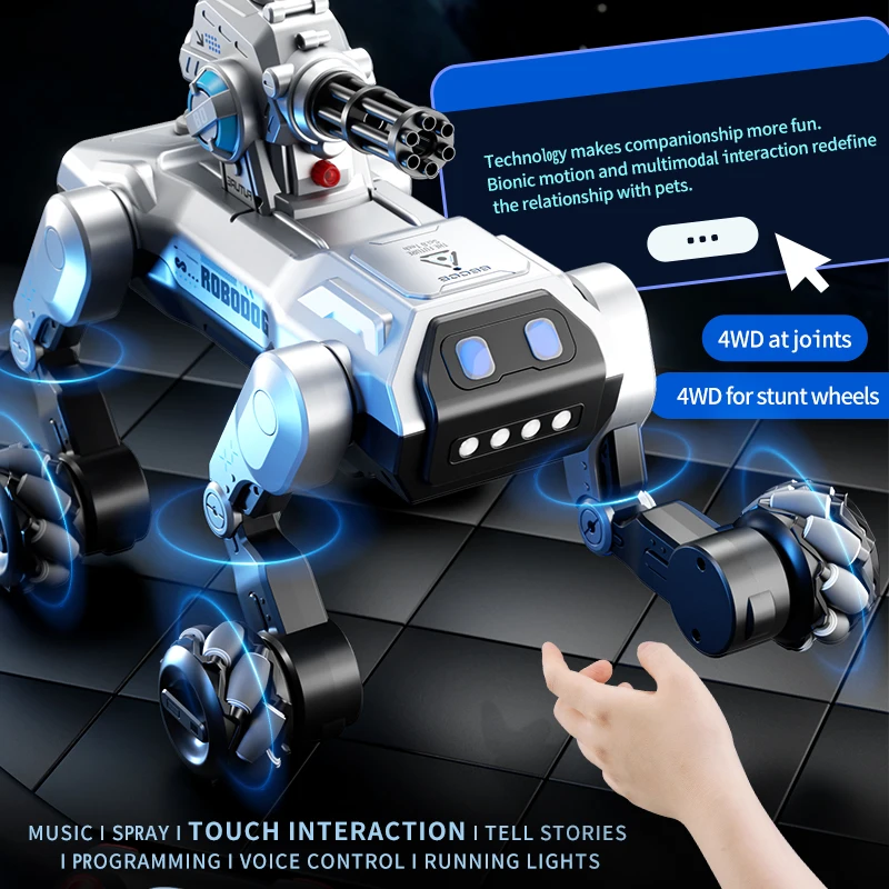 Coding Robot Toy - كلب روبوت ذكي بثماني عجلات، تحكم