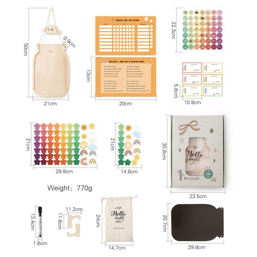 زجاجة مكافآت خشبية بتصميم النج - مراجعة Kids Education Charts وسعره